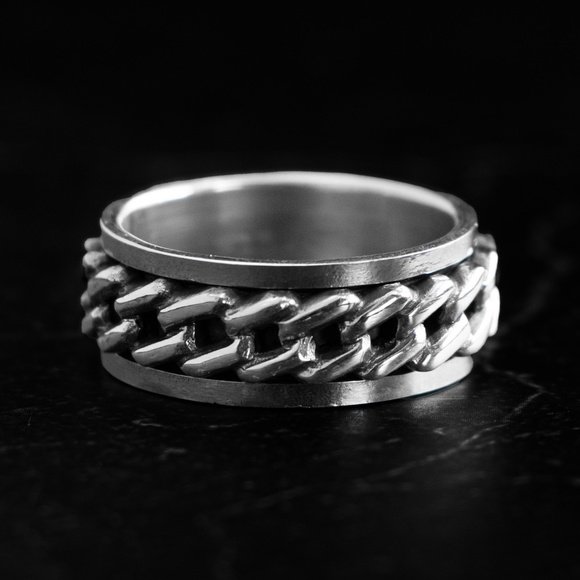 Chain Link SpinnerRing on Sterling Silver 925